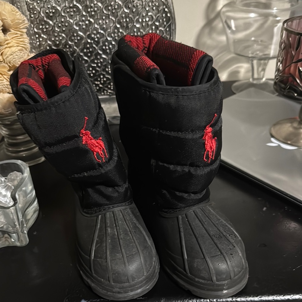 Ralph Lauren Black and Red Snow Boots